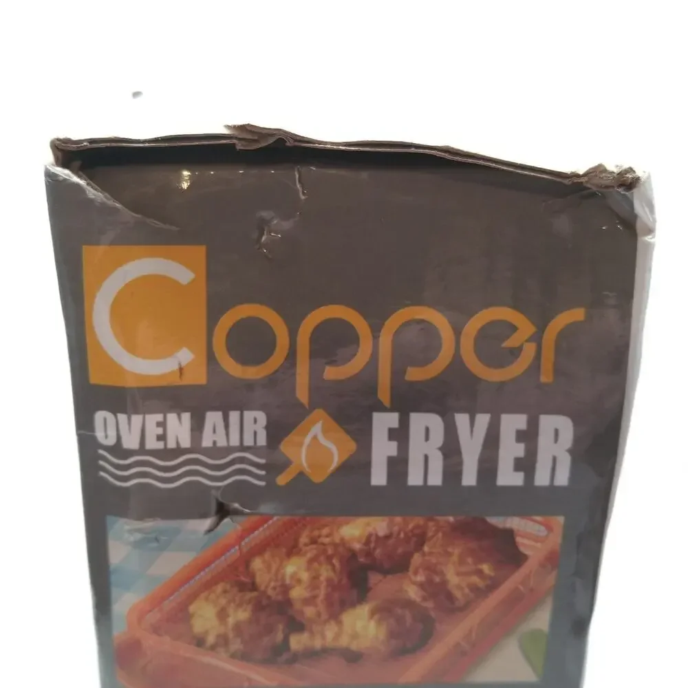 Copper Oven Air Fryer Crisper Basket Tray 2 Piece Set Non Stick New Box